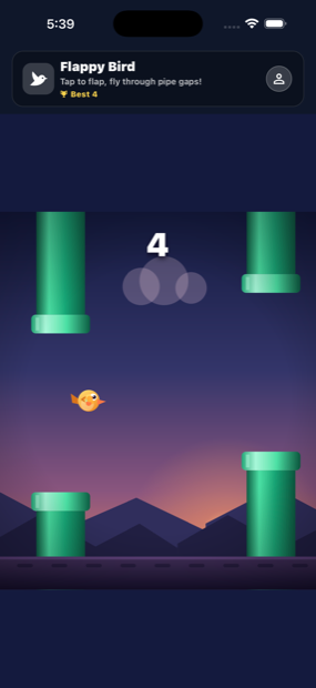 Flappy Bird being played inside GameRot
