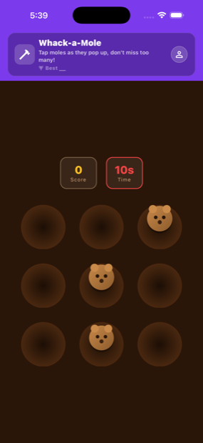 Whack-a-Mole being played inside GameRot